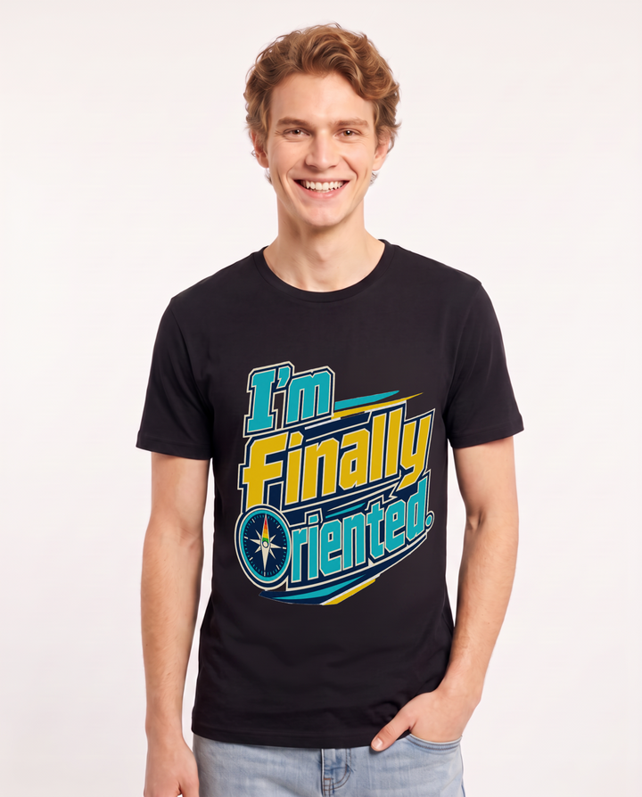 Pride Men's Black T-Shirt – I'm finally oriented. product image 1