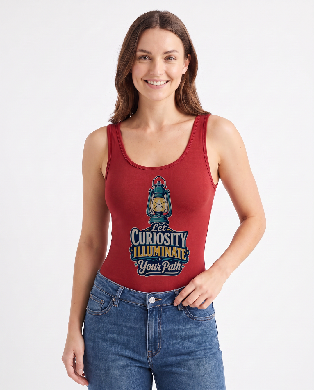 Let Curiosity Illuminate Your Path Sleeveless Tank Bodysuit mockup 3