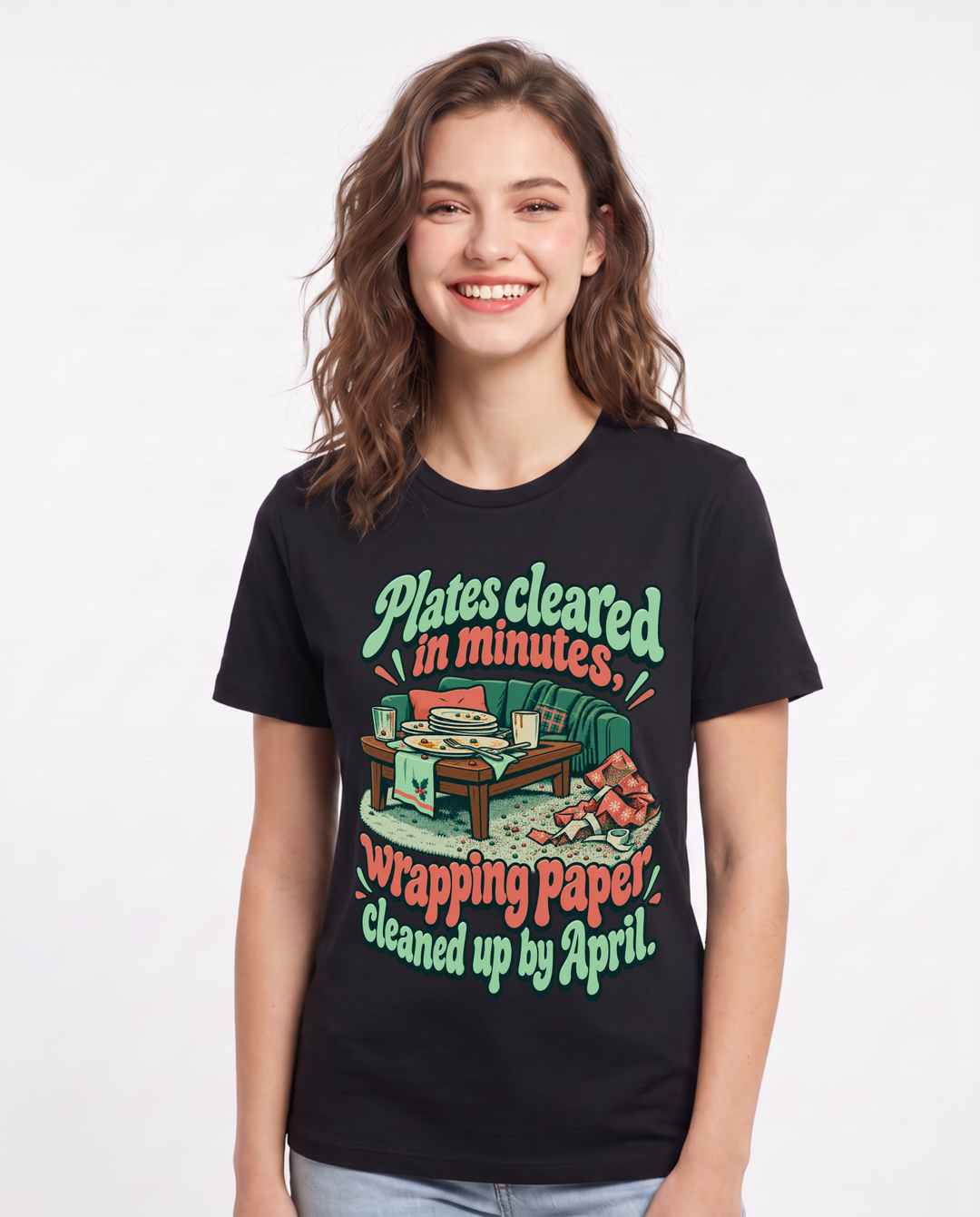 Christmas Black T-Shirt for Women – Holiday Theme Graphic Tee product image 3