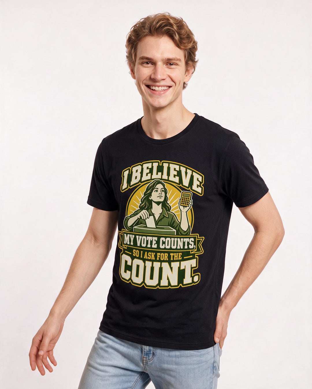 Political Statement Black T-Shirt for Men – Everyday Expression Graphic Tee product image 1