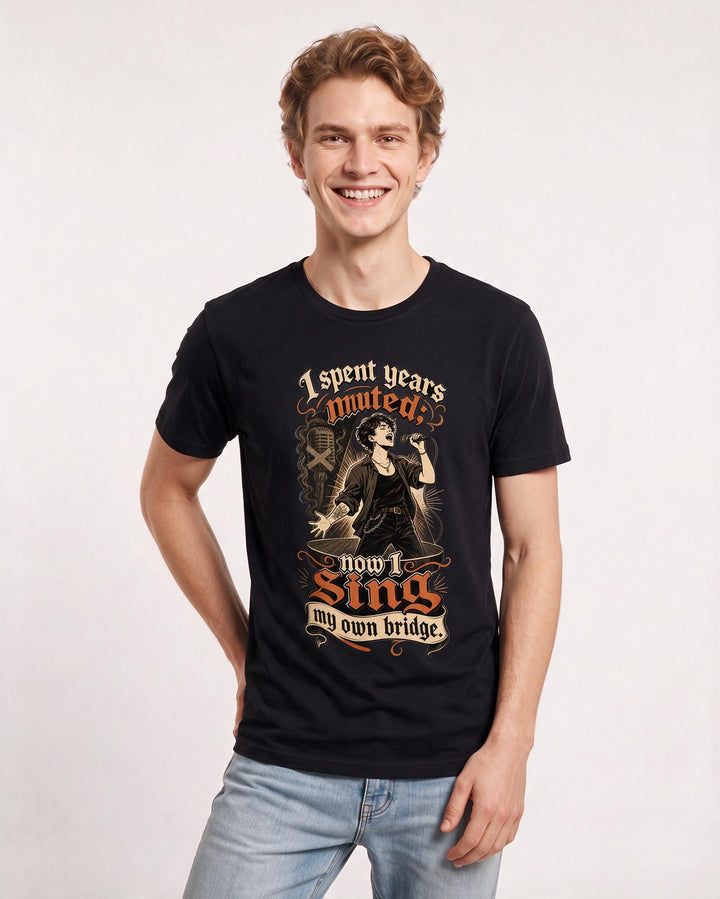 Pride Men's Black T-Shirt – I spent years muted; now I sing my own bridge. product image 3
