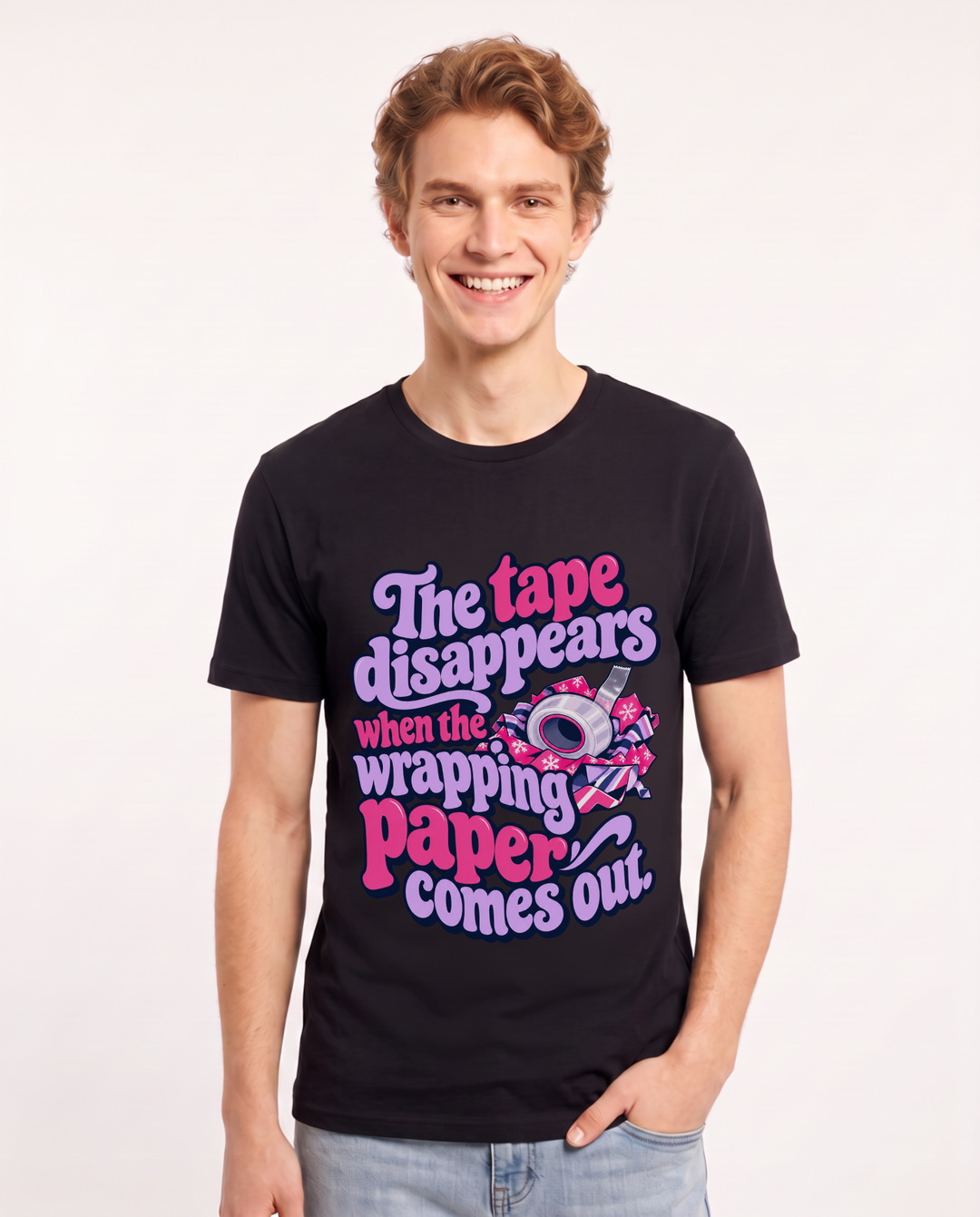 Christmas Black T-Shirt for Men – Holiday Theme Graphic Tee product image 3