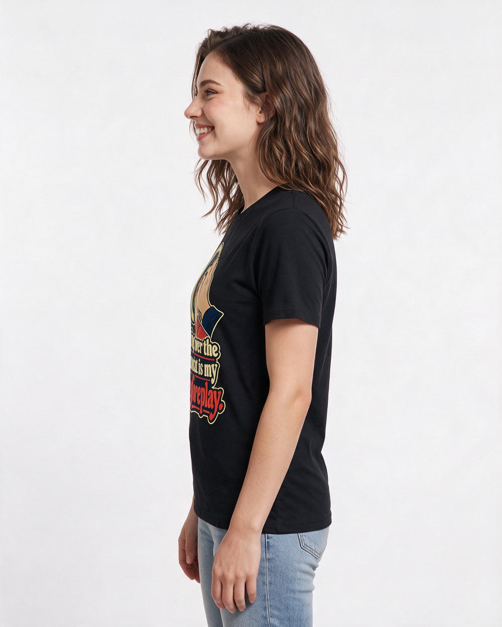 Couples Black T-Shirt for Women – Everyday Expression Graphic Tee product image 2