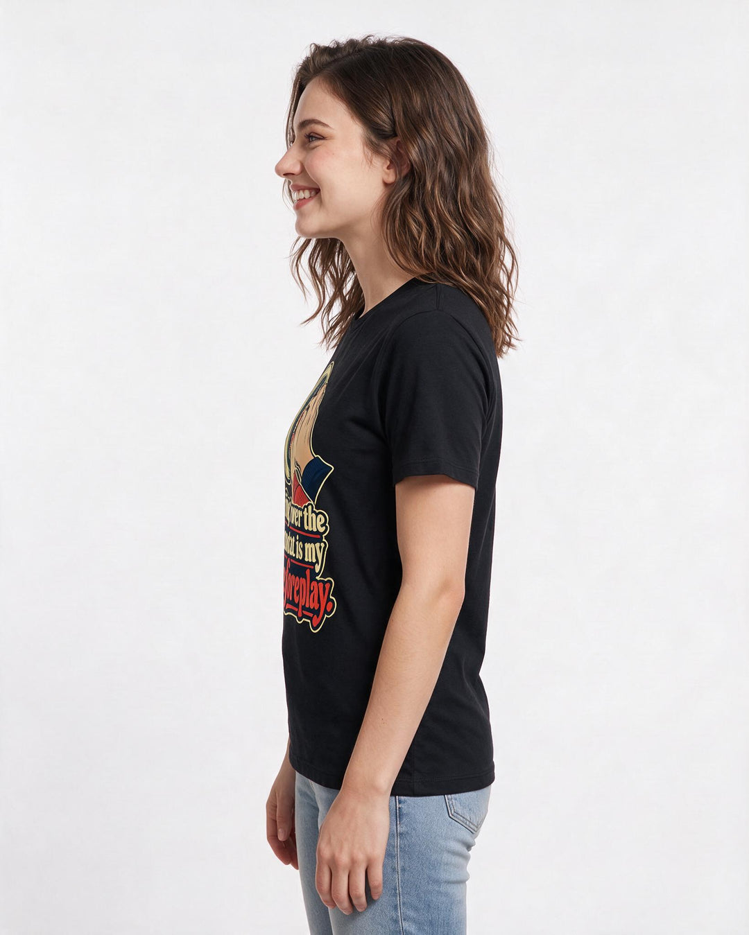 Couples Black T-Shirt for Women – Everyday Expression Graphic Tee product image 2