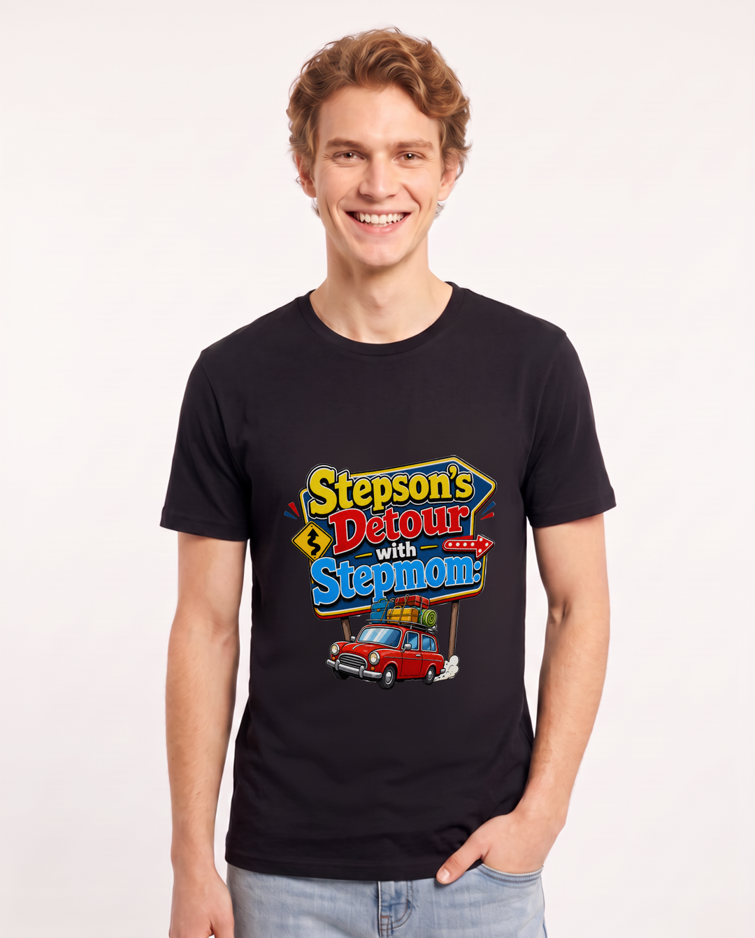 Stepson's Detour with Stepmom: Road Trip Legends Men's Black T-Shirt product image 2