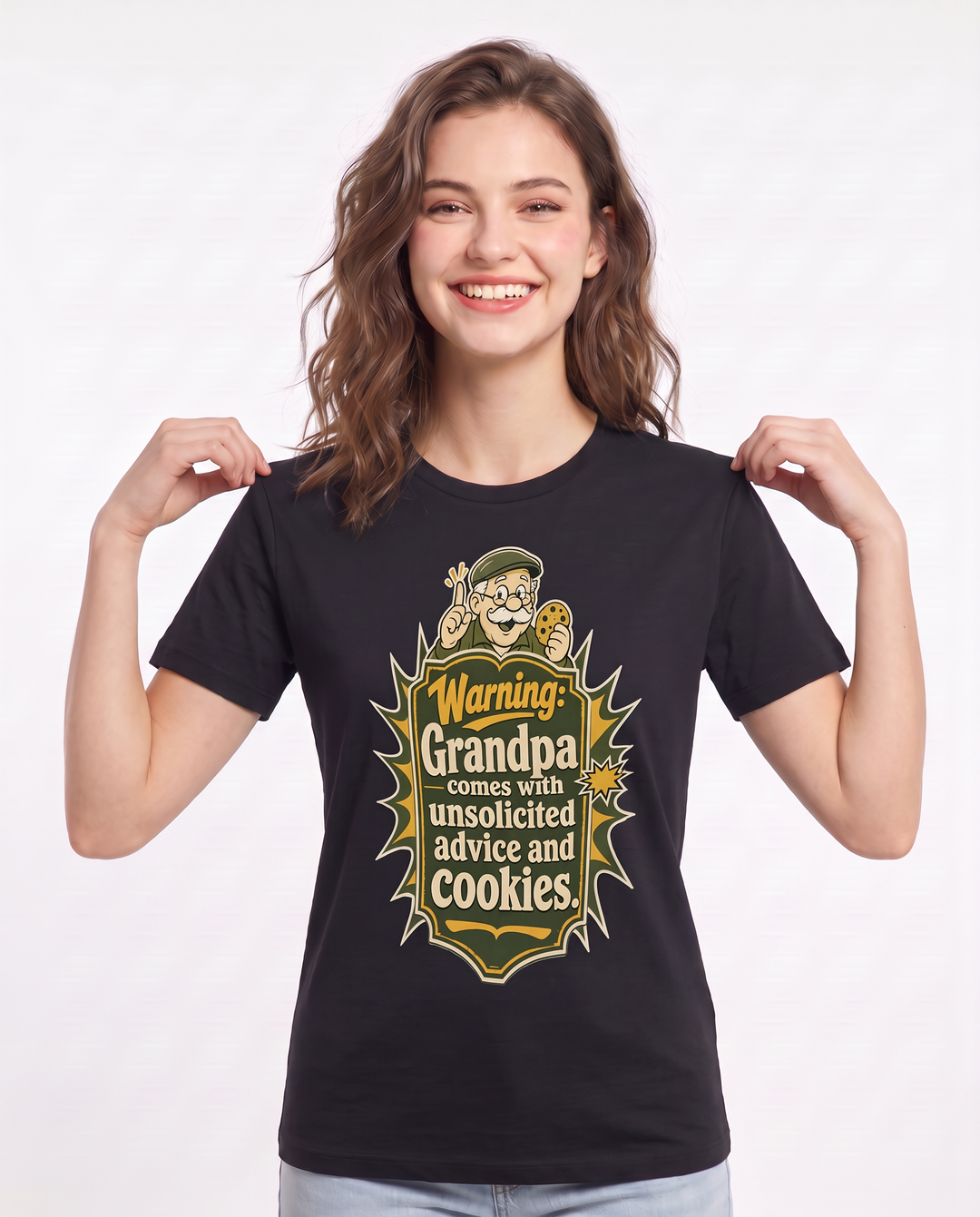 Graphic Women's Black T-Shirt - Warning: Grandpa comes with product image 3