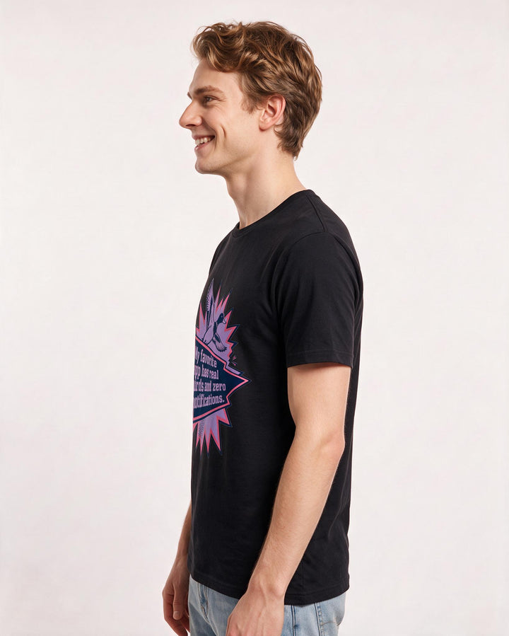 Hunting Men's Black T-Shirt - My favorite app has real birds and zero product image 2
