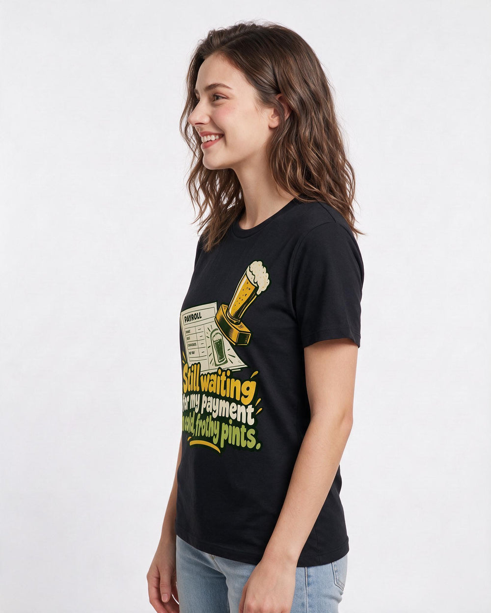 Beer Black T-Shirt for Women – Everyday Expression Graphic Tee product image 2