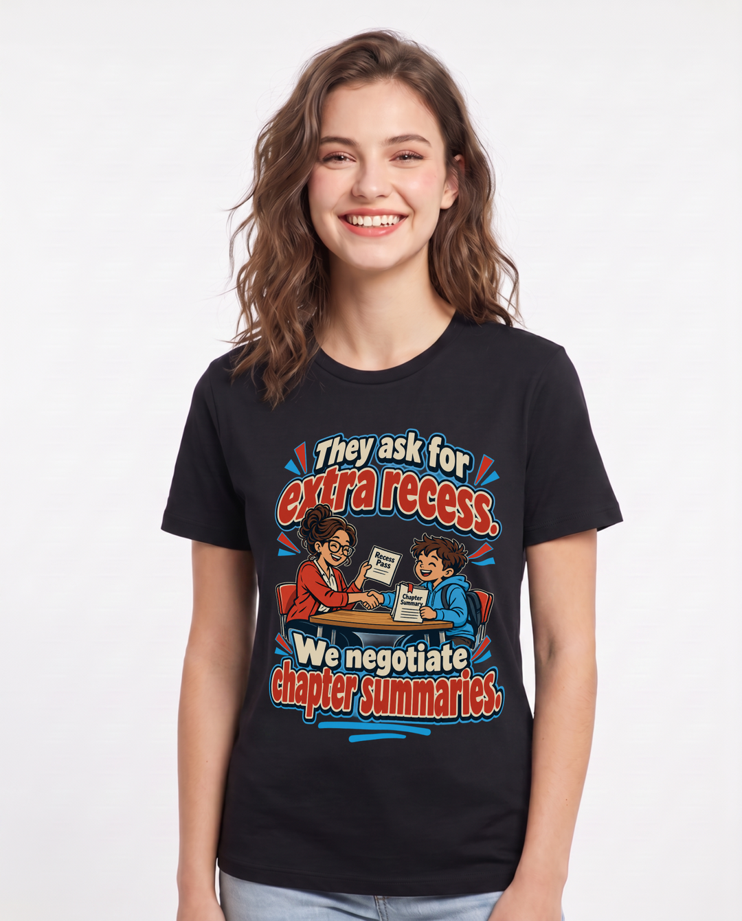 Teacher Black T-Shirt for Women – Everyday Expression Graphic Tee product image 3