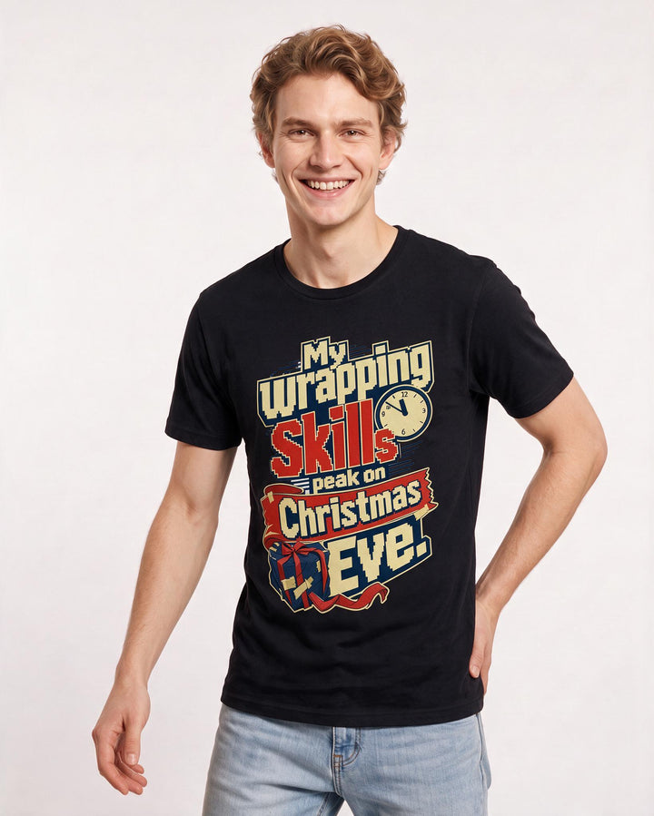 Funny Christmas Men's Black T-Shirt – My wrapping skills peak on Christmas Eve. product image 3