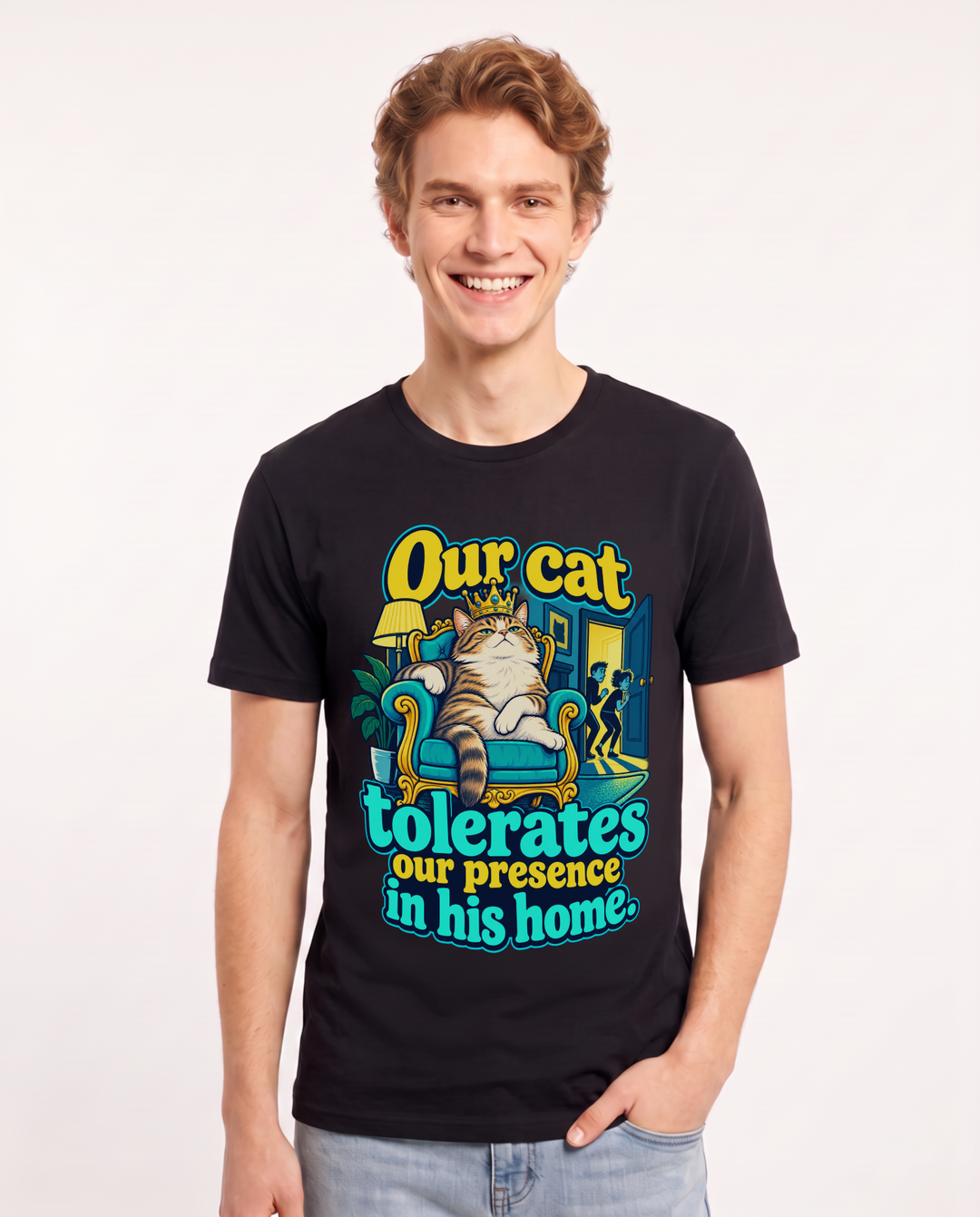 Cat Lover Black T-Shirt for Men – Everyday Expression Graphic Tee product image 3