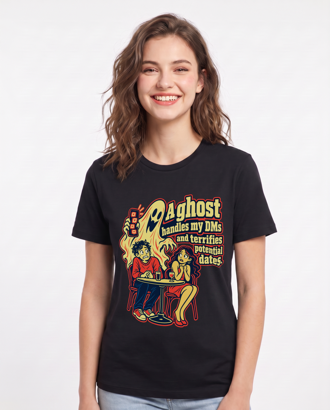 Halloween Black T-Shirt for Women – Halloween Theme Graphic Tee product image 3