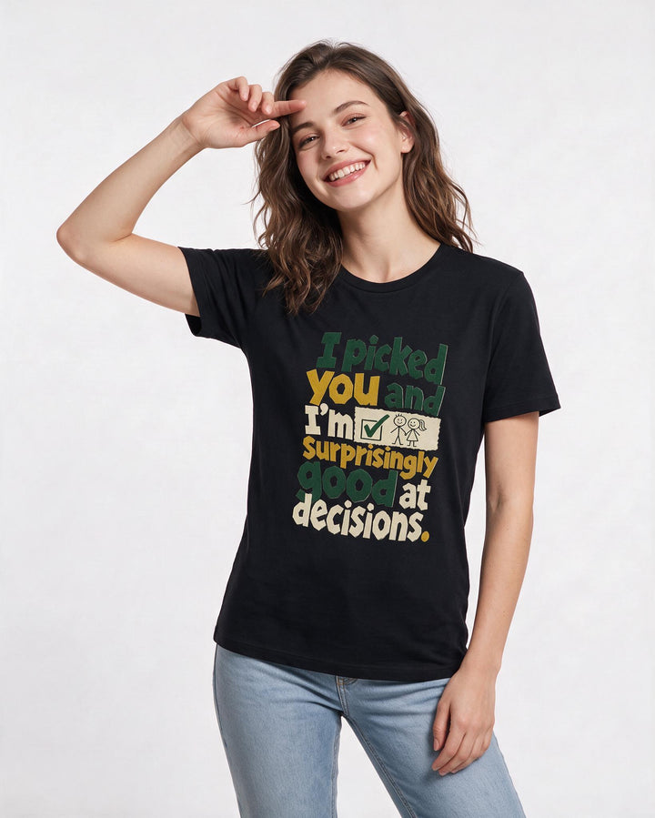 Couples Black T-Shirt for Women – Everyday Expression Graphic Tee product image 1