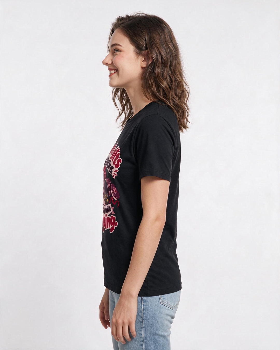 Christmas Black T-Shirt for Women – Holiday Theme Graphic Tee product image 2