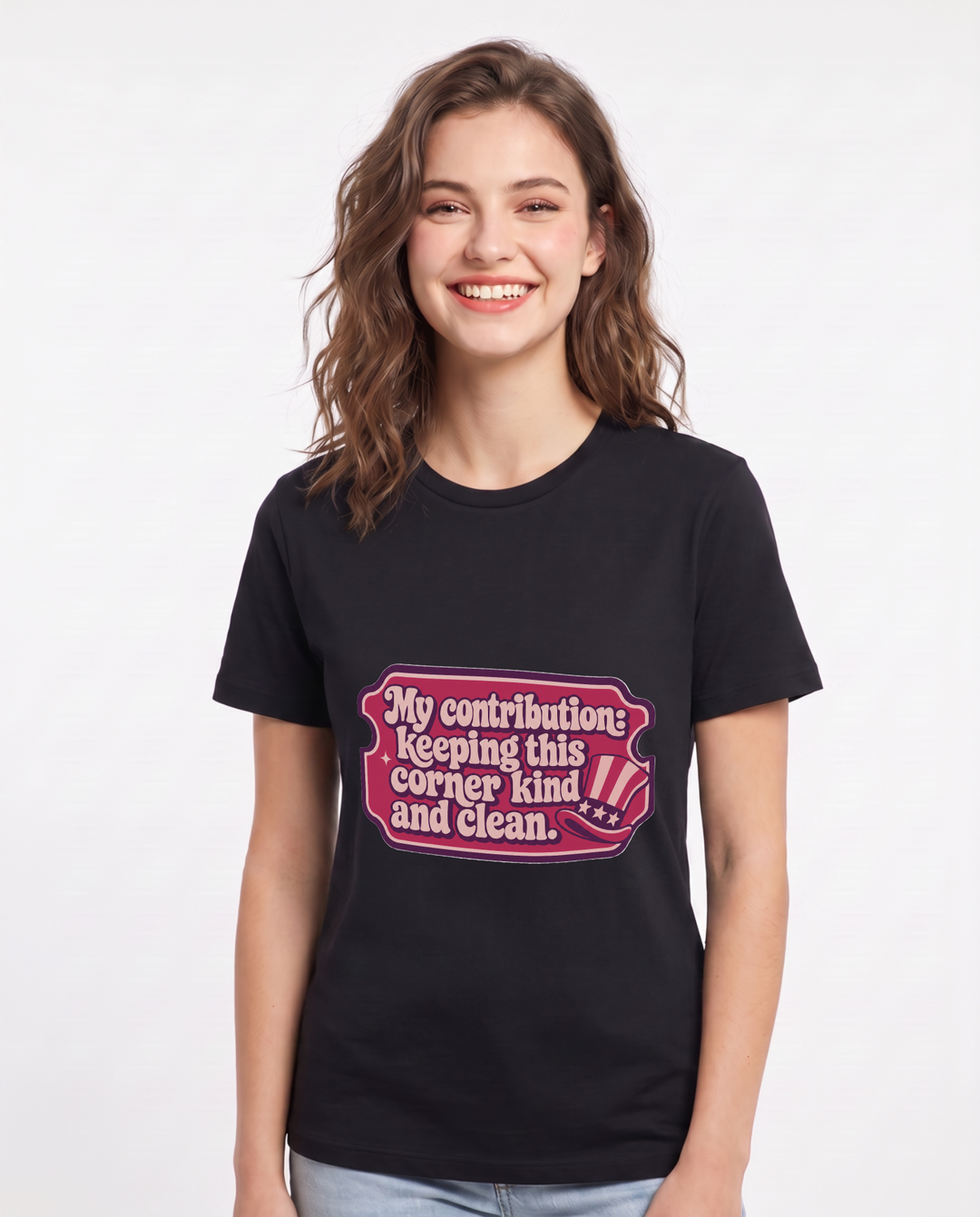 Graphic Women's Black T-Shirt - My contribution: keeping this corner product image 1