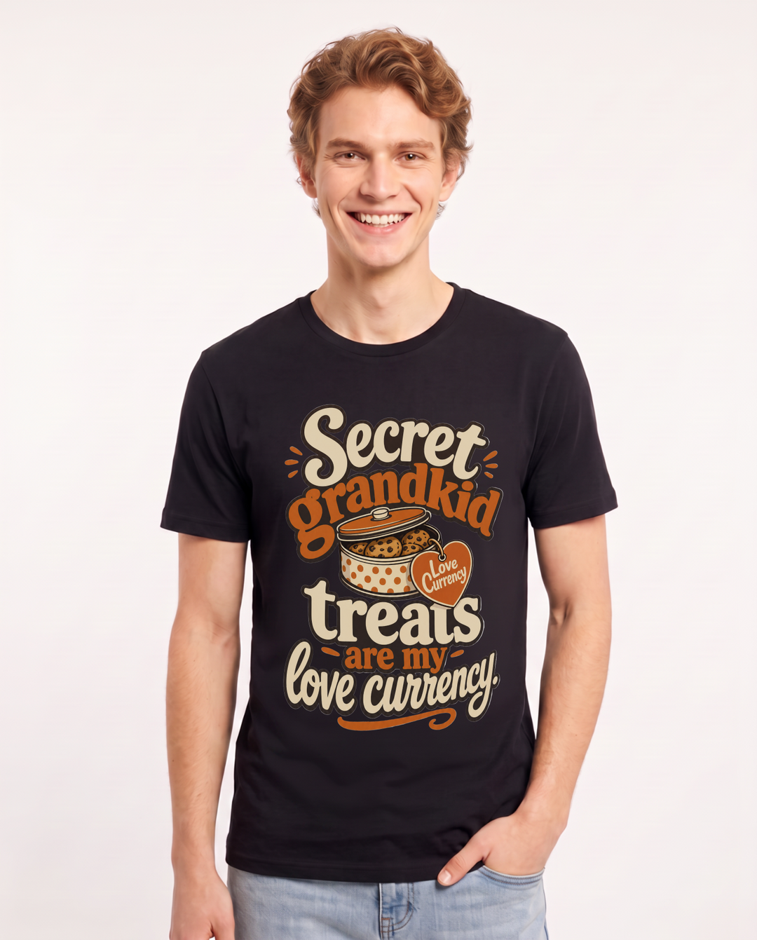 Grandparent Men's Black T-Shirt – Secret grandkid treats are my love currency. product image 1