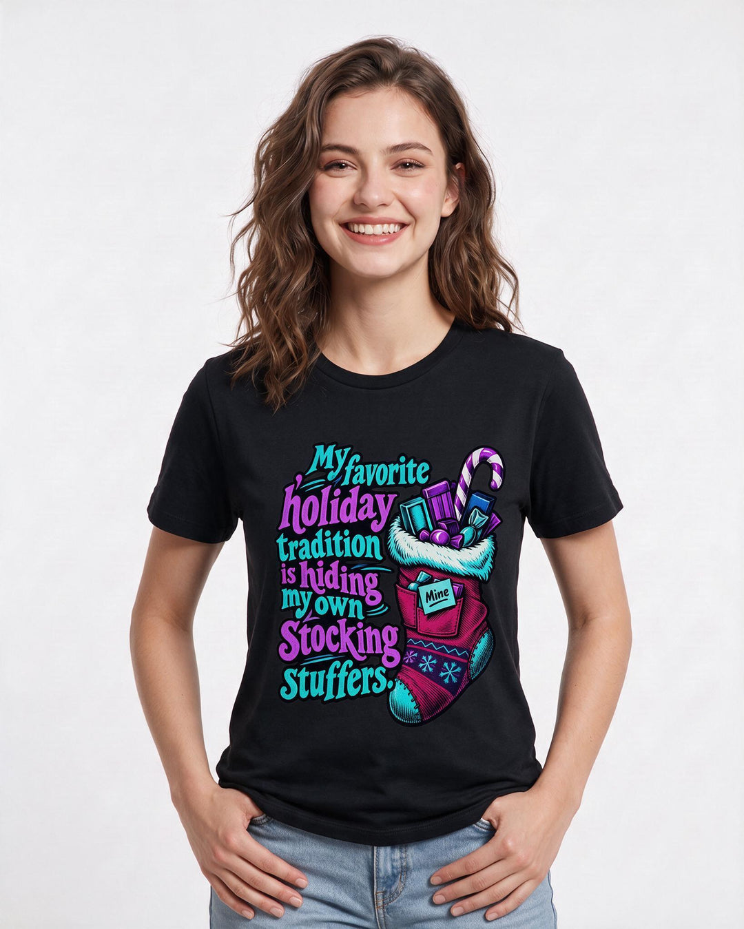 Christmas Black T-Shirt for Women – Holiday Theme Graphic Tee product image 1