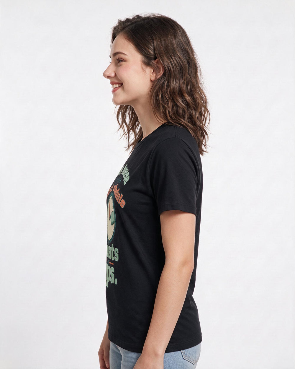 Cat Lover Black T-Shirt for Women – Everyday Expression Graphic Tee product image 2