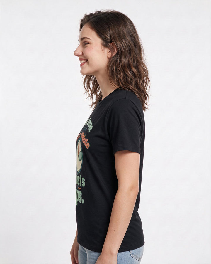 Cat Lover Black T-Shirt for Women – Everyday Expression Graphic Tee product image 2