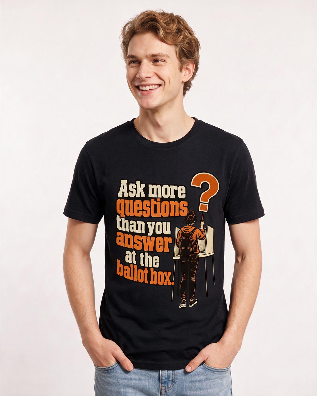 Political Statement Black T-Shirt for Men – Everyday Expression Graphic Tee product image 1