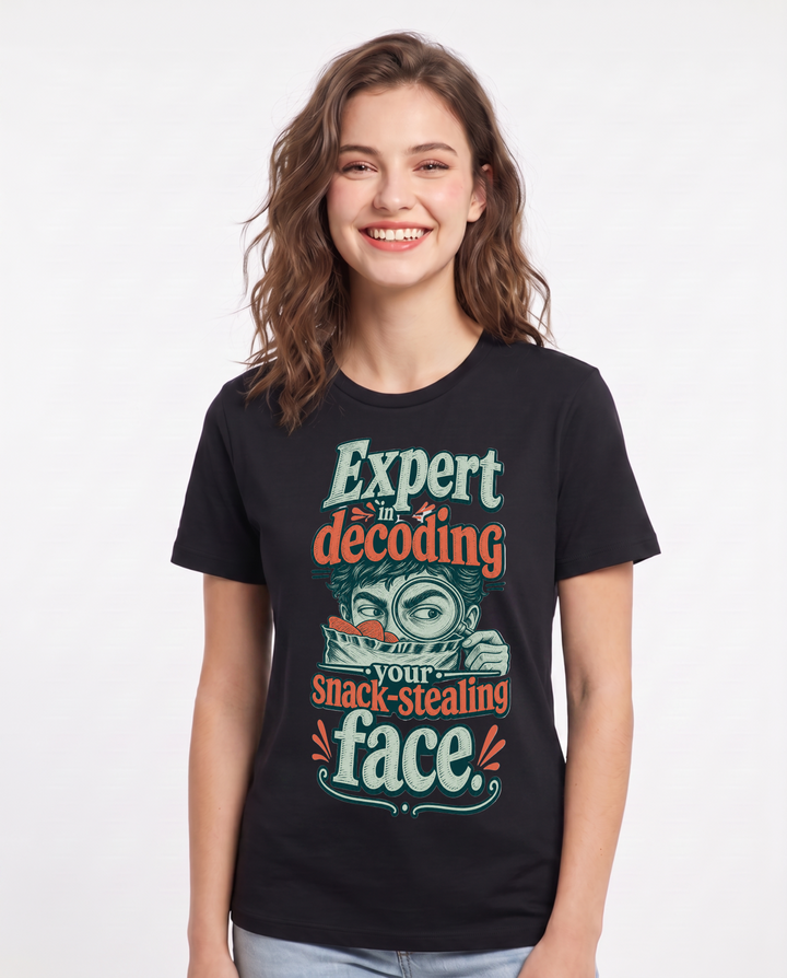 Couples Black T-Shirt for Women – Everyday Expression Graphic Tee product image 3