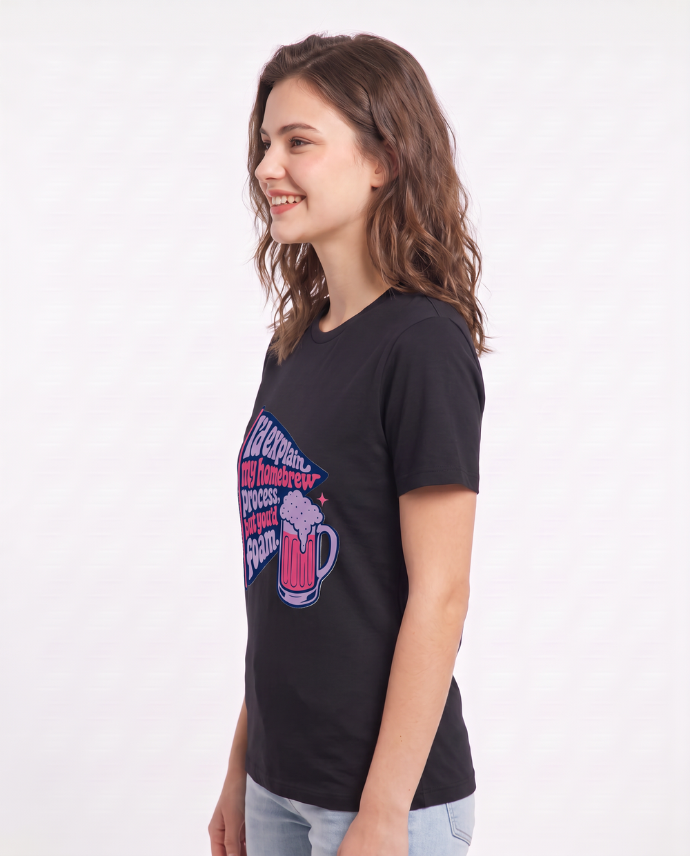 Funny Beer Women's Black T-Shirt - I'd explain my homebrew process, product image 2