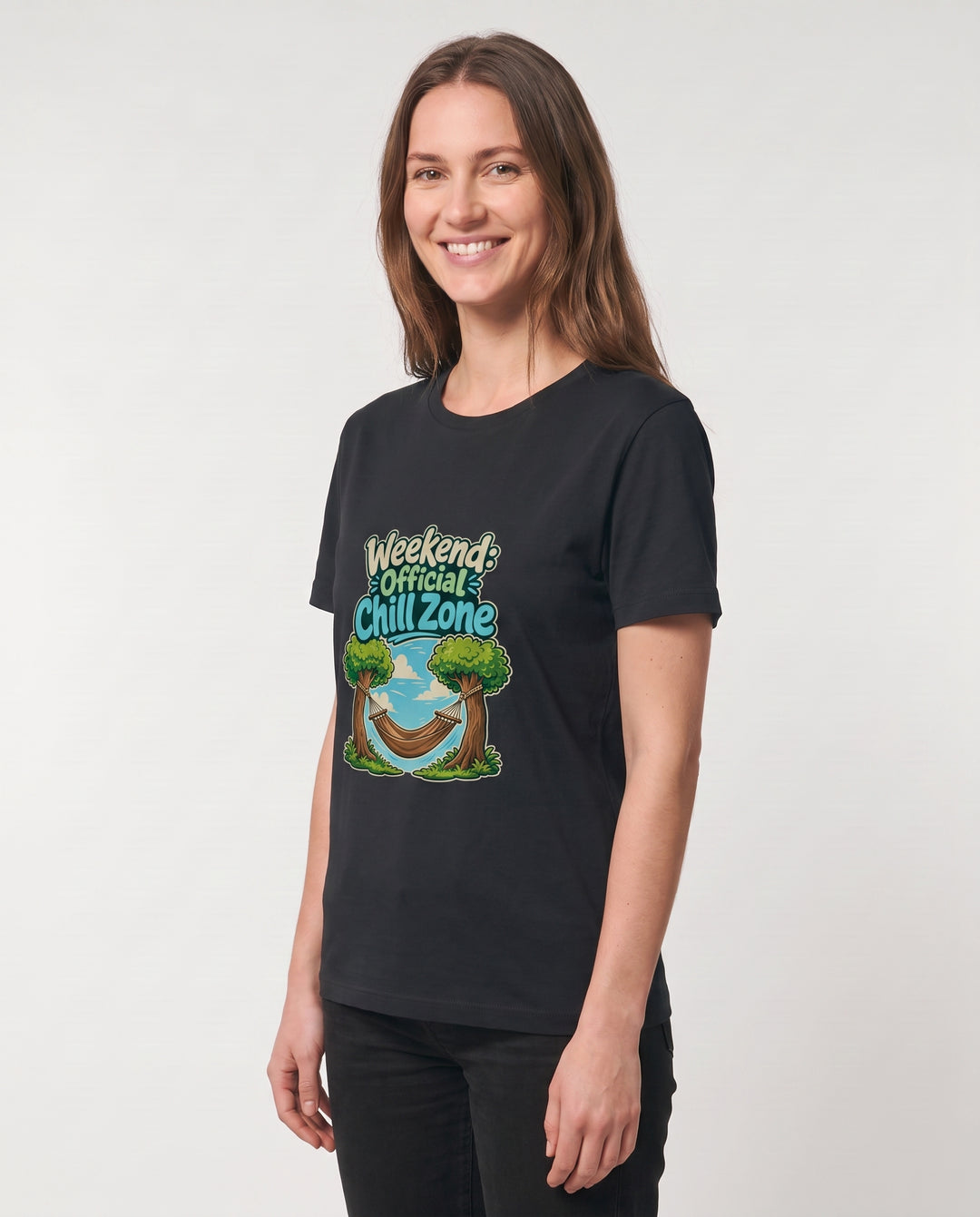 Weekend: Official Chill Zone Black T-Shirt mockup 2