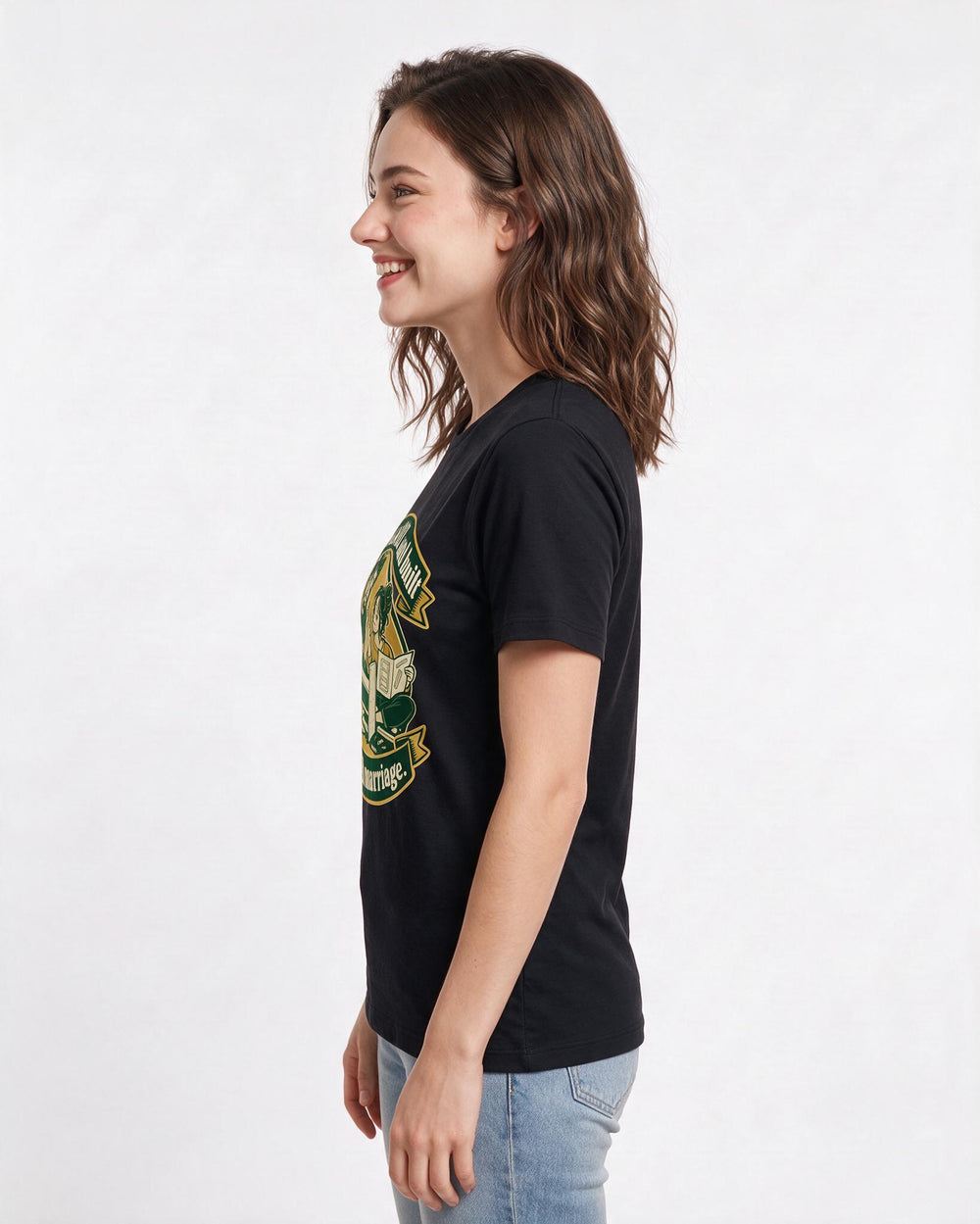 Couples Black T-Shirt for Women – Everyday Expression Graphic Tee product image 2