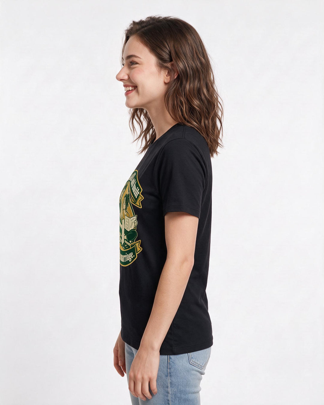 Couples Black T-Shirt for Women – Everyday Expression Graphic Tee product image 2