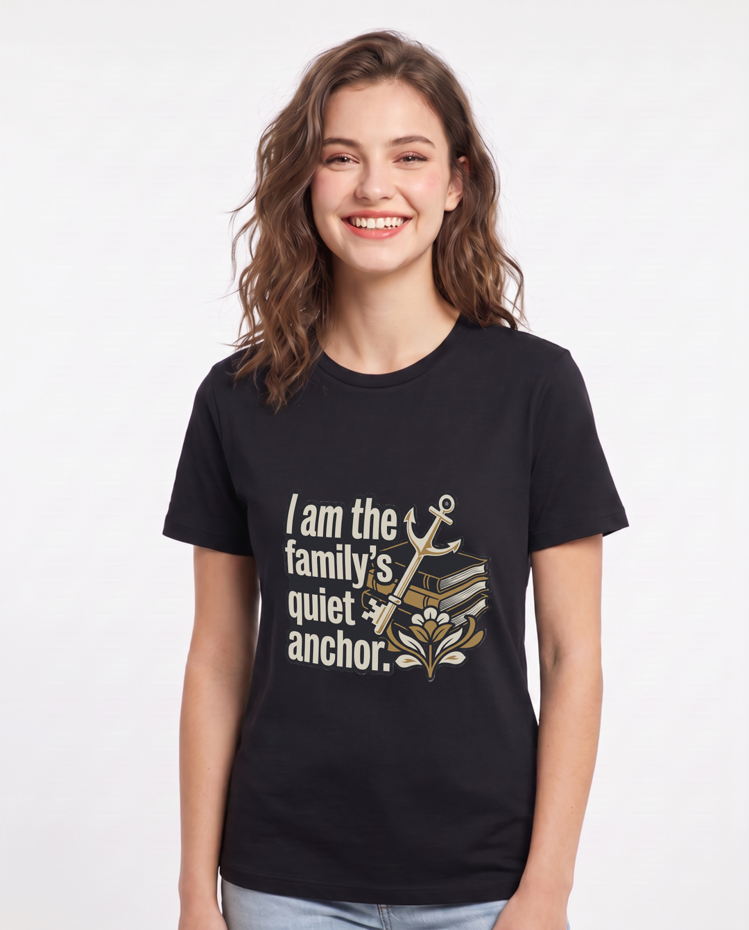 I am the family's quiet anchor. Women's Black T-Shirt product image 2