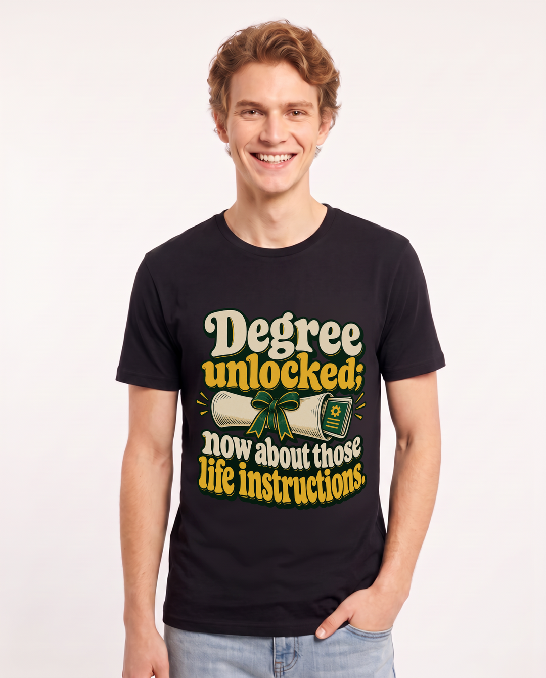 Graduation Black T-Shirt for Men – Everyday Expression Graphic Tee product image 3