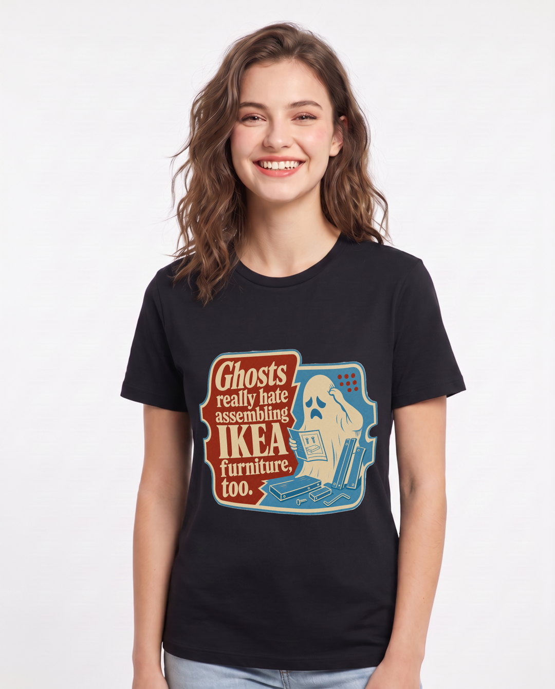 Halloween Women's Black T-Shirt - Ghosts really hate assembling IKEA product image 1
