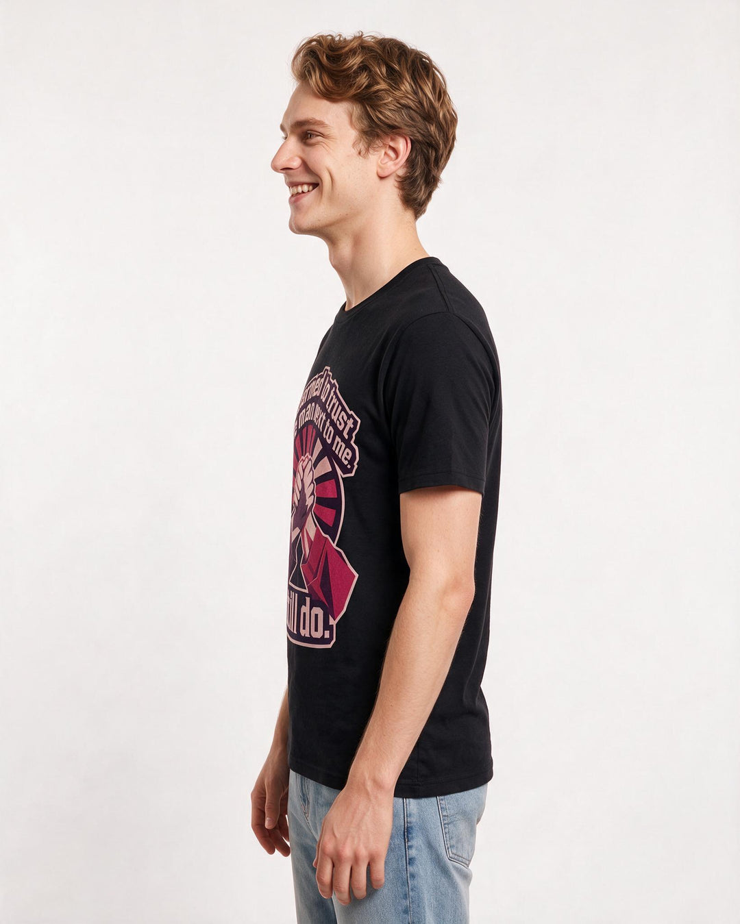 Veteran Men's Black T-Shirt – "Learned to trust the man next to me. Still do." product image 2