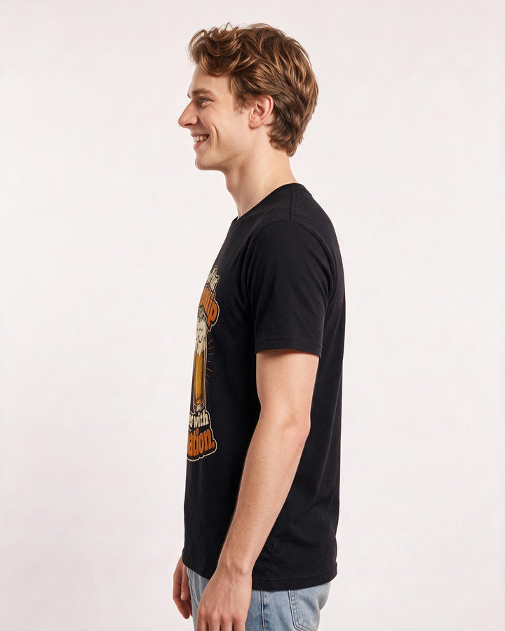Funny Beer Men's Black T-Shirt – Proof that friendship improves with carbonation. product image 2