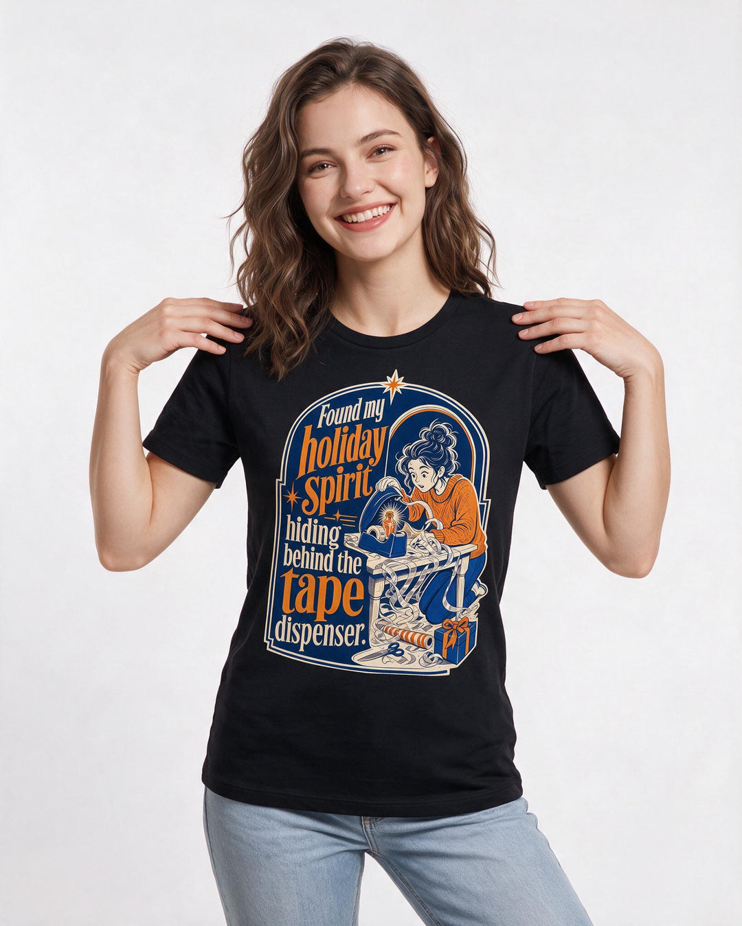 Christmas Black T-Shirt for Women – Holiday Theme Graphic Tee product image 3