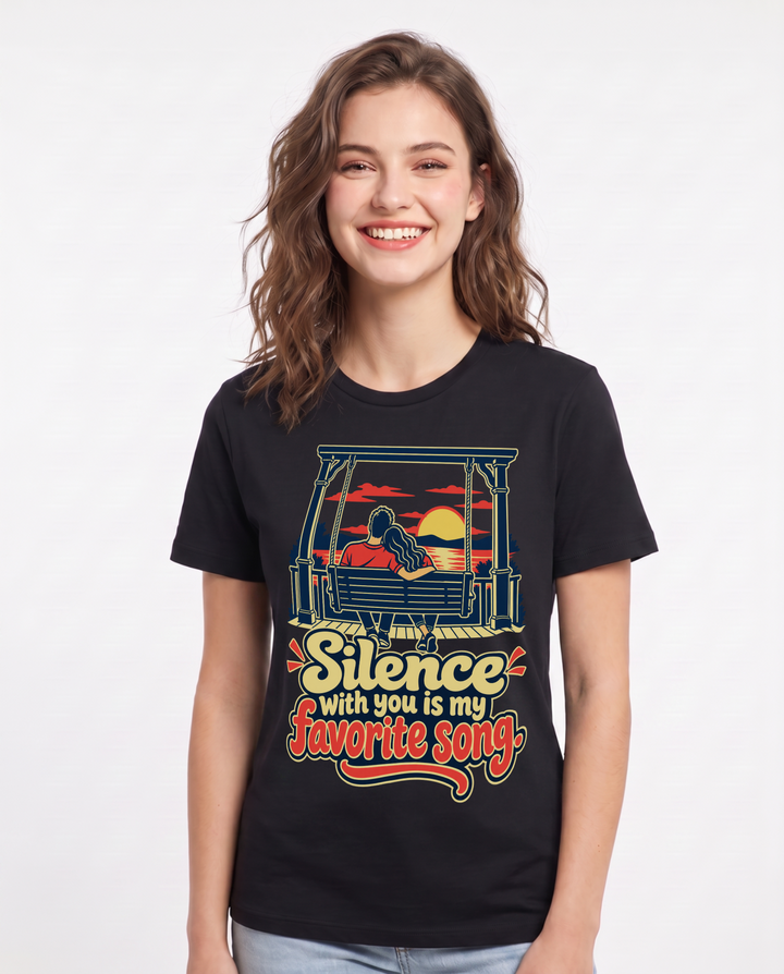 Couples Black T-Shirt for Women – Everyday Expression Graphic Tee product image 3