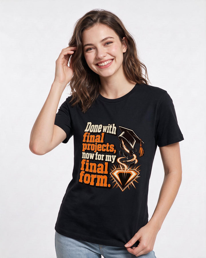 Graduation Black T-Shirt for Women – Everyday Expression Graphic Tee product image 1