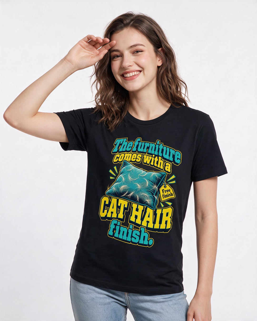 Cat Lover Black T-Shirt for Women – Everyday Expression Graphic Tee product image 1