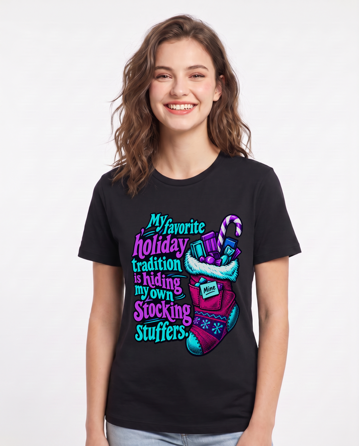 Christmas Black T-Shirt for Women – Holiday Theme Graphic Tee product image 3