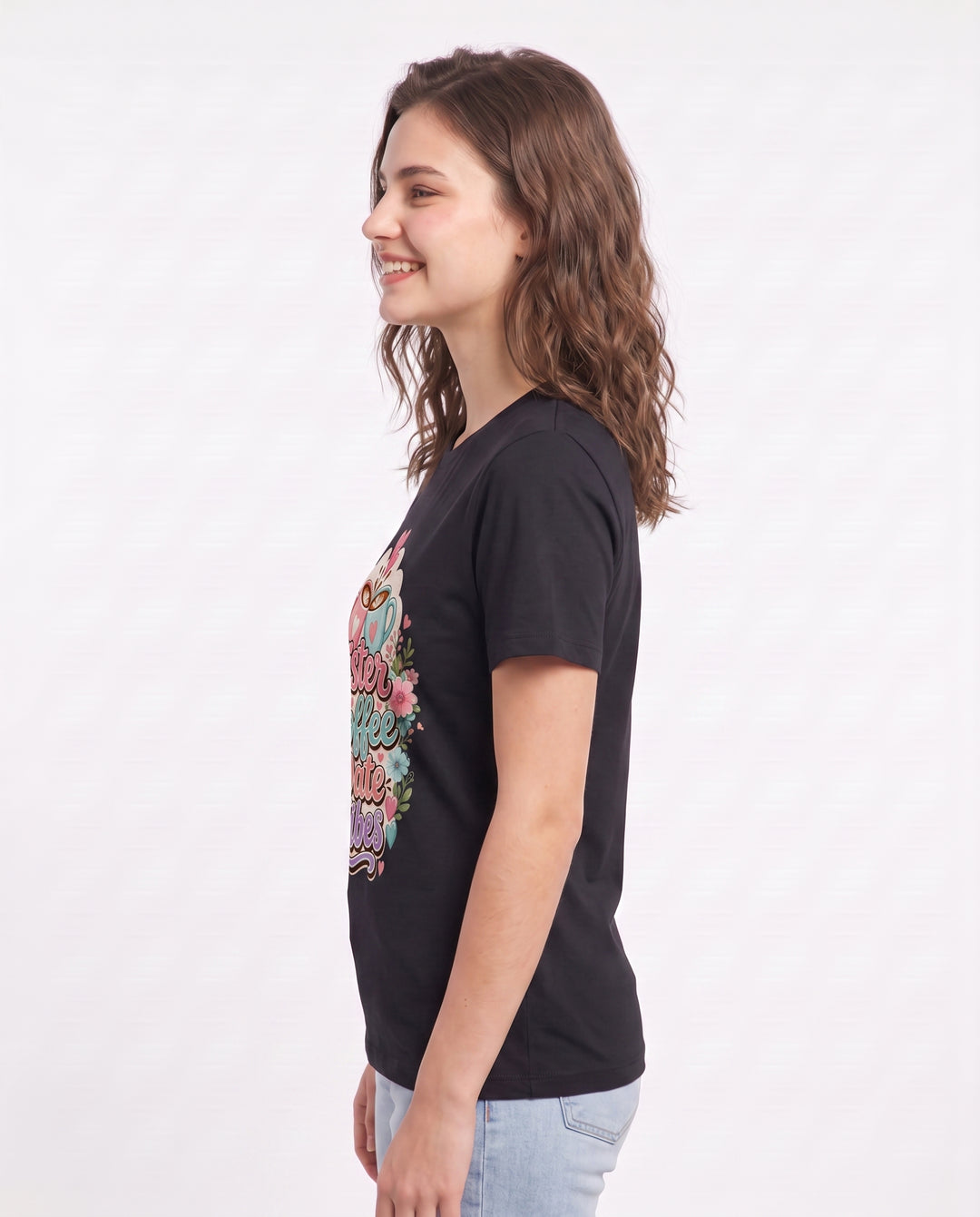 Sister Coffee Date Vibes Women's Black T-Shirt product image 3