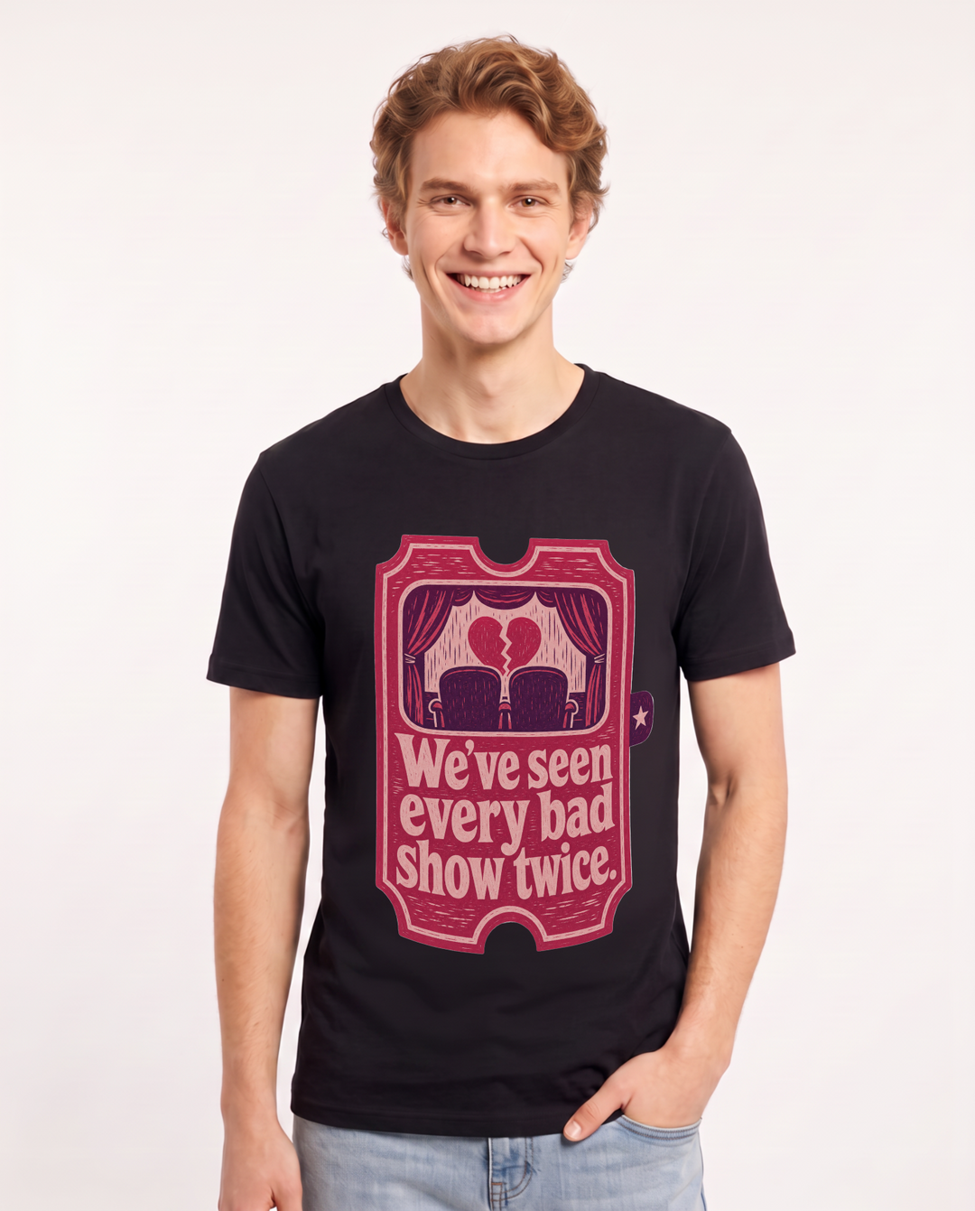 Couples Men's Black T-Shirt - We've seen every bad show twice. product image 1