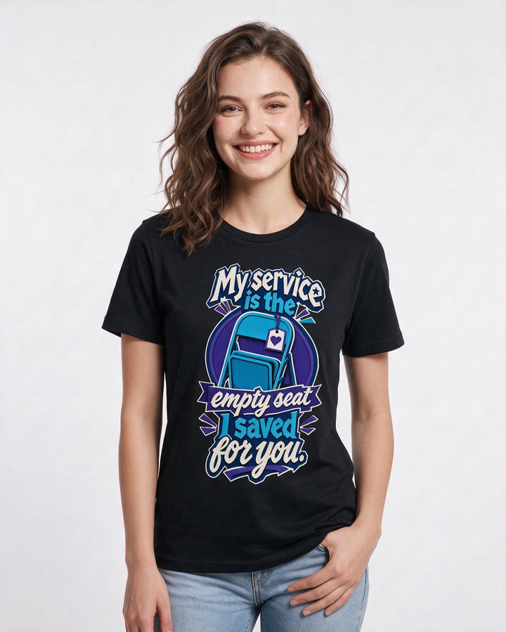 Patriotic Women's Black T-Shirt – My service is the empty seat I saved for you. product image 3