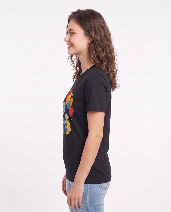 Grandma Celebrates: First Chapter with Grandson Women's Black T-Shirt product image 3