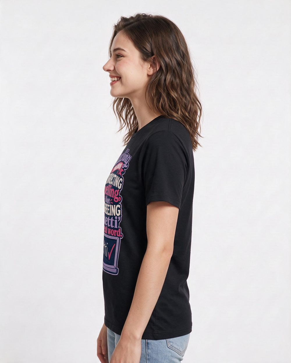 Teacher Black T-Shirt for Women – Everyday Expression Graphic Tee product image 2