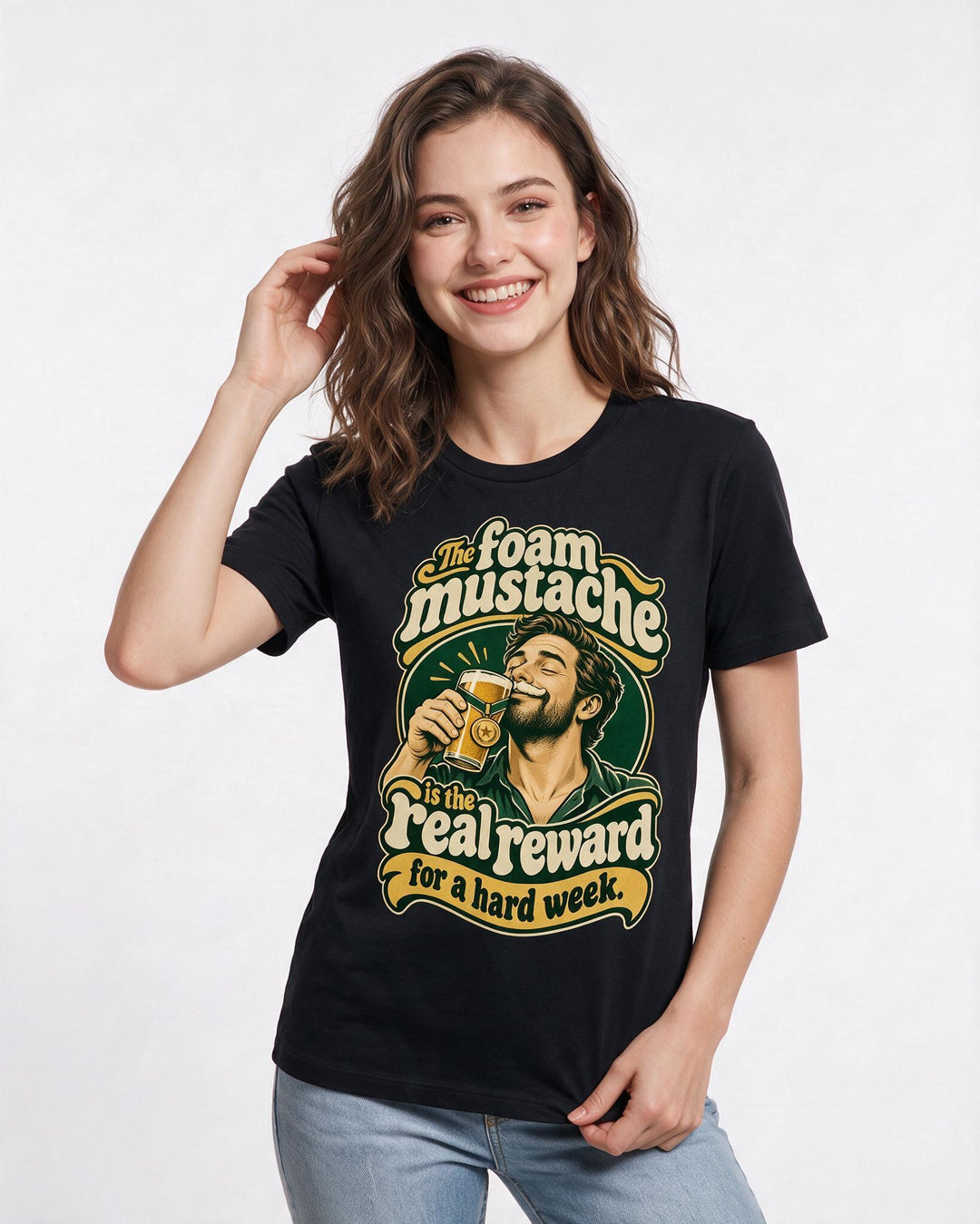 Beer Black T-Shirt for Women – Everyday Expression Graphic Tee product image 1