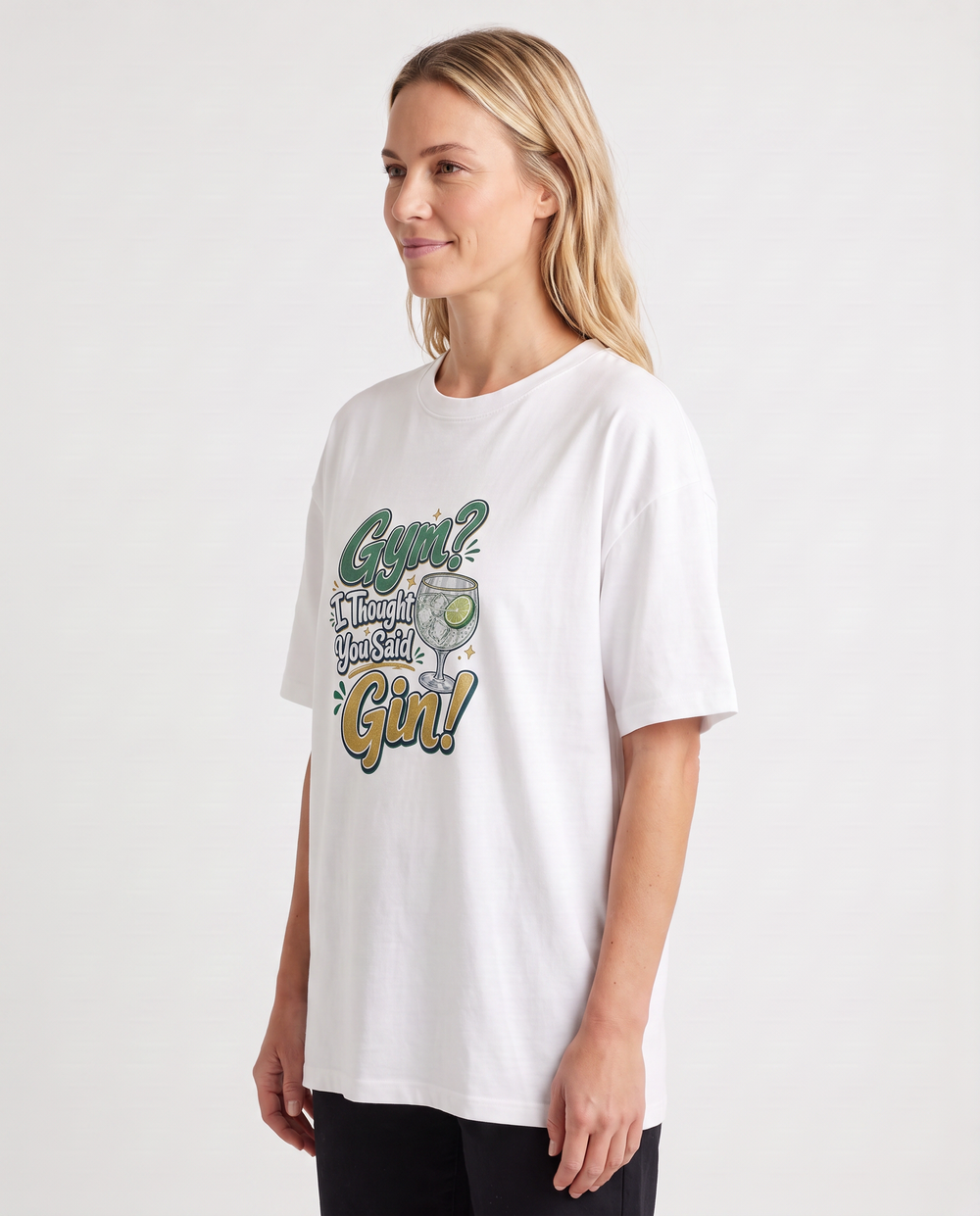 Gym? I Thought You Said Gin! White T-Shirt mockup 2