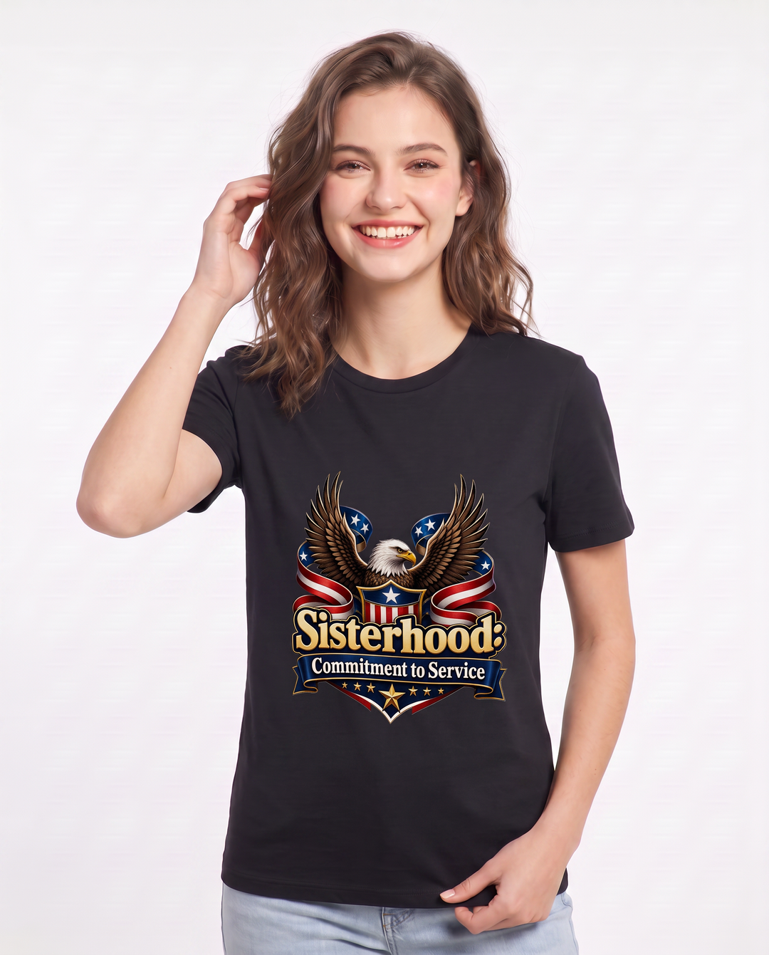 Sisterhood: Commitment to Service Women's Black T-Shirt product image 1