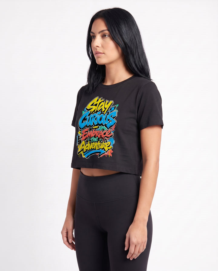 Stay Curious Embrace The Adventure Crop Top mockup 2