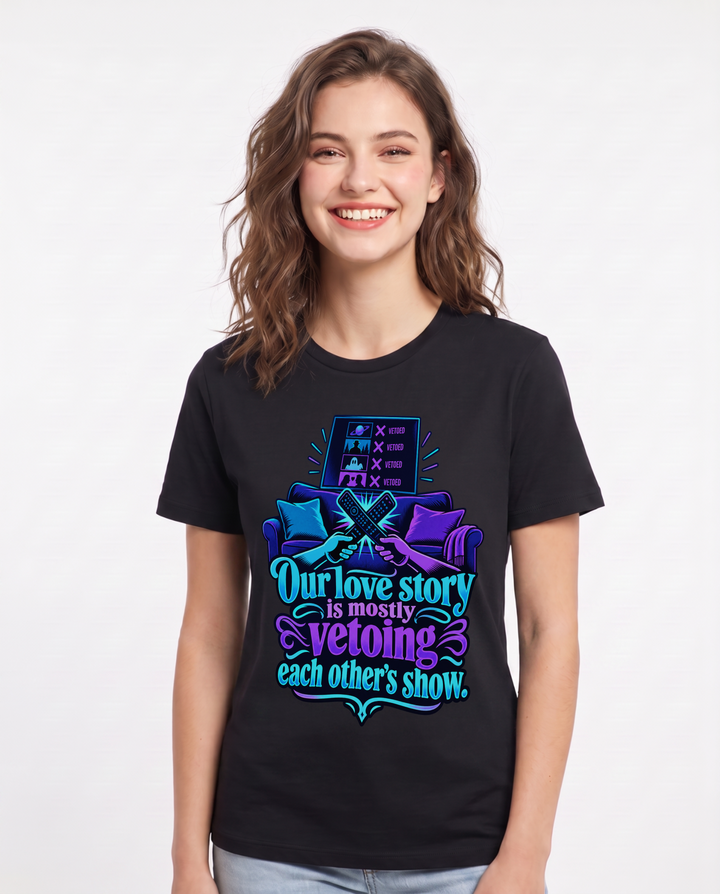 Couples Black T-Shirt for Women – Everyday Expression Graphic Tee product image 3