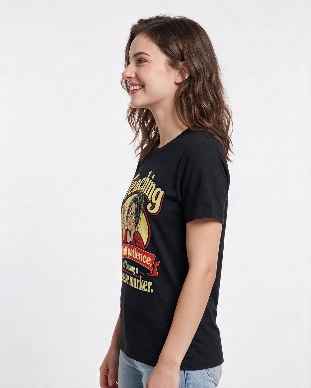 Teacher Black T-Shirt for Women – Everyday Expression Graphic Tee product image 2